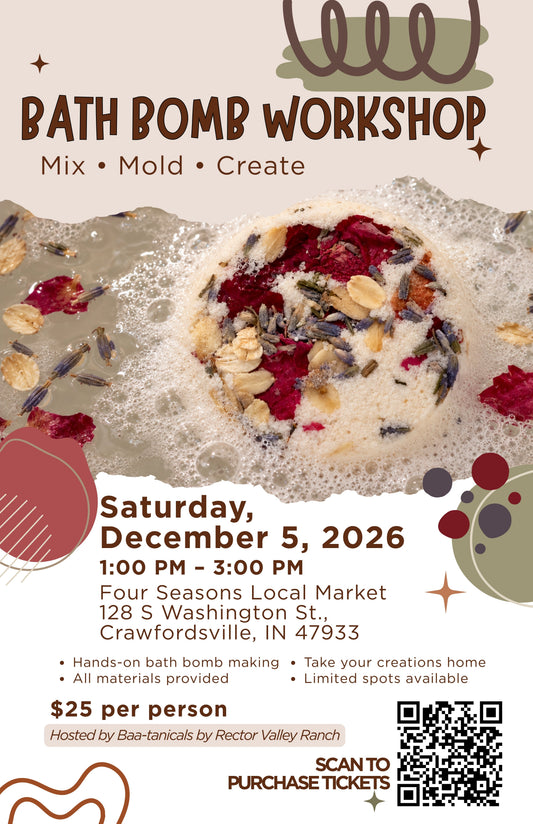 Crawfordsville Bath Bomb Workshop in December